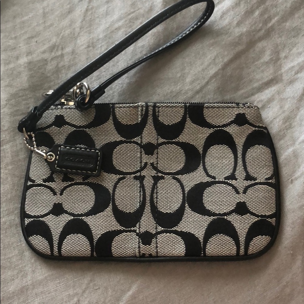 Coach gray and black wristlet!